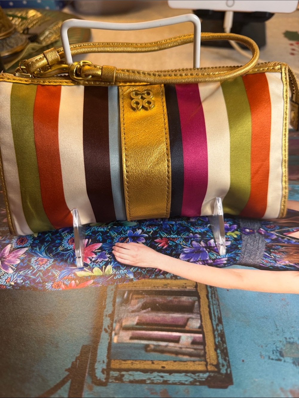 $29 FINAL PRICE ❣️ Coach Multicolor Striped Wristlet with Gold Trim